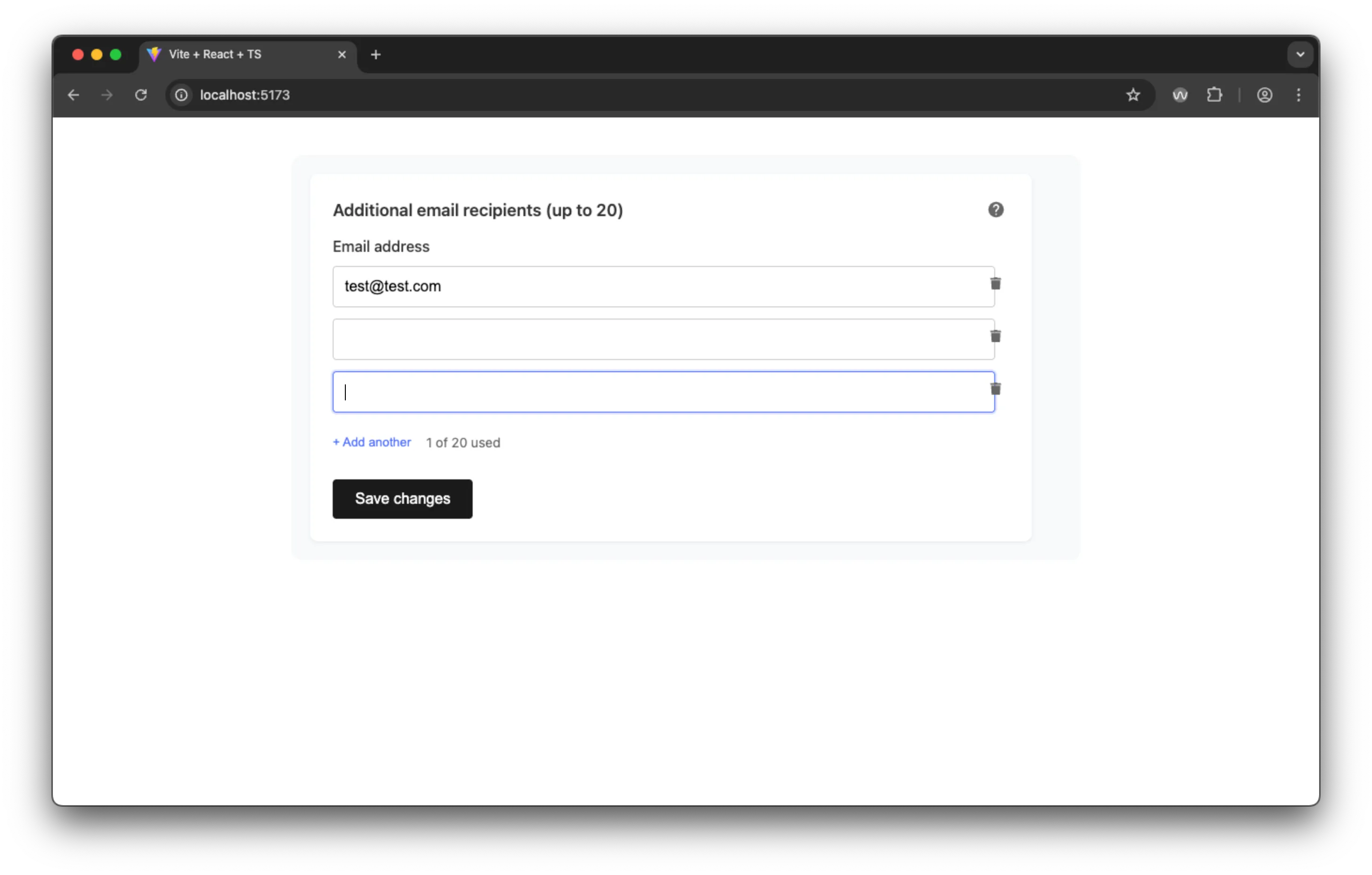 Claude's output of 1 filled input and 1 unfilled input