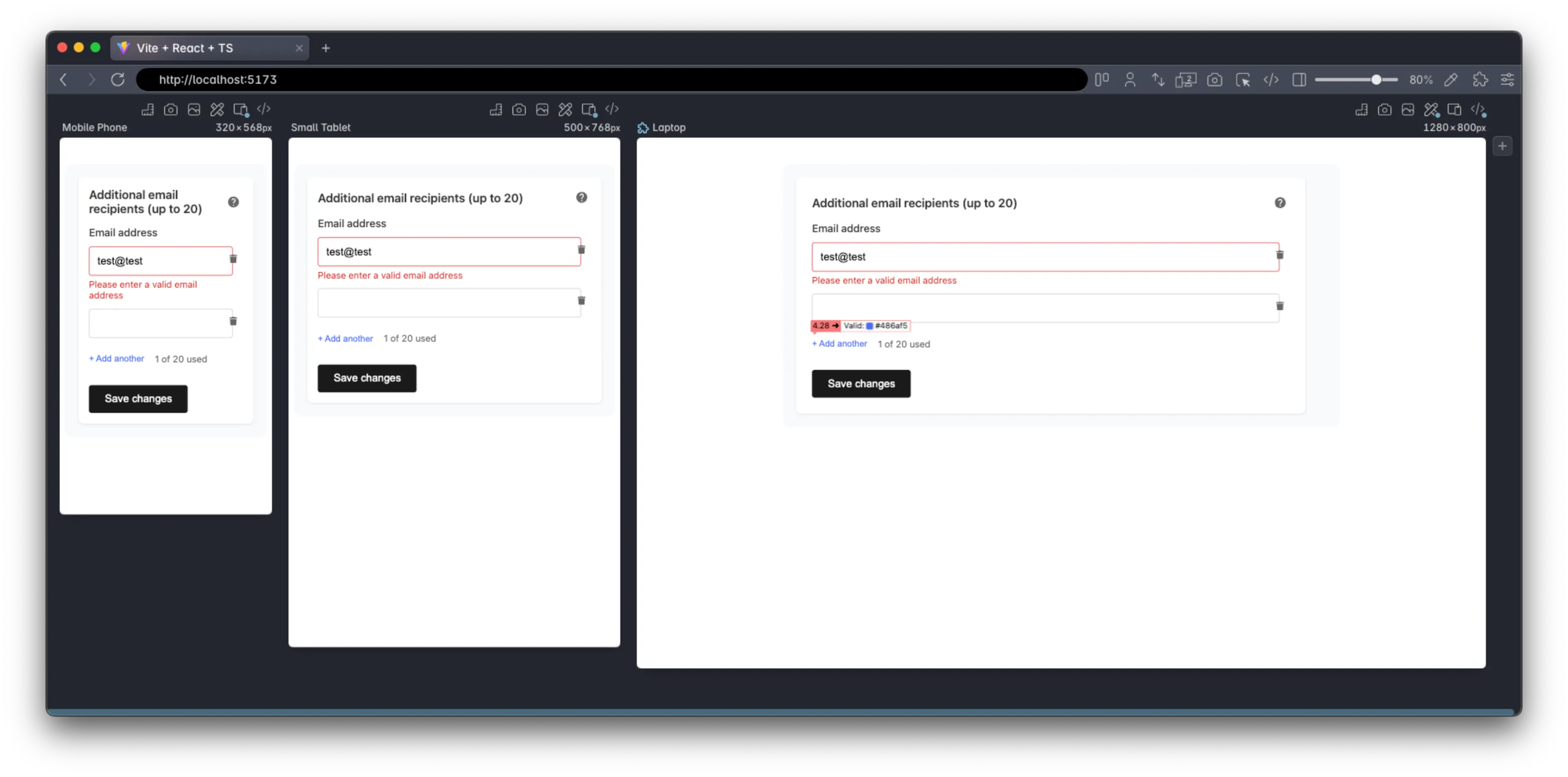 Claude, highlights using Polypane's contrast checker